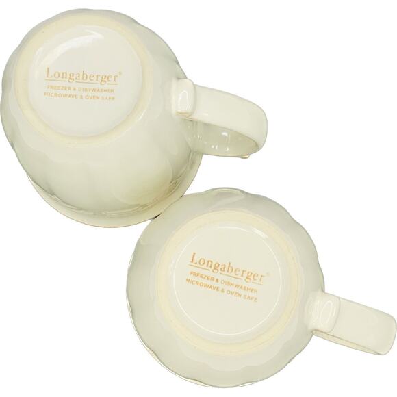 Longaberger Pottery VINTAGE VINE MUG in Cream Set of 2 - Picture 6 of 8